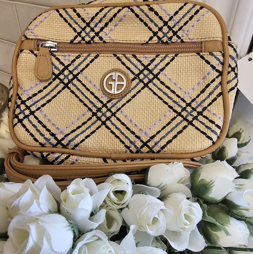 Giani Bernini Straw Plaid Convertible bag